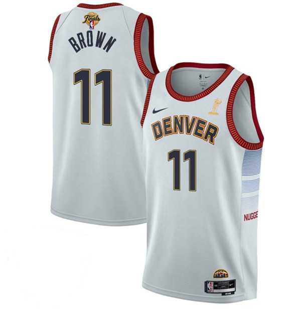 Men%27s Denver Nuggets #11 Bruce Brown White 2023 Finals Champions Icon Edition Stitched Basketball Jersey->denver nuggets->NBA Jersey